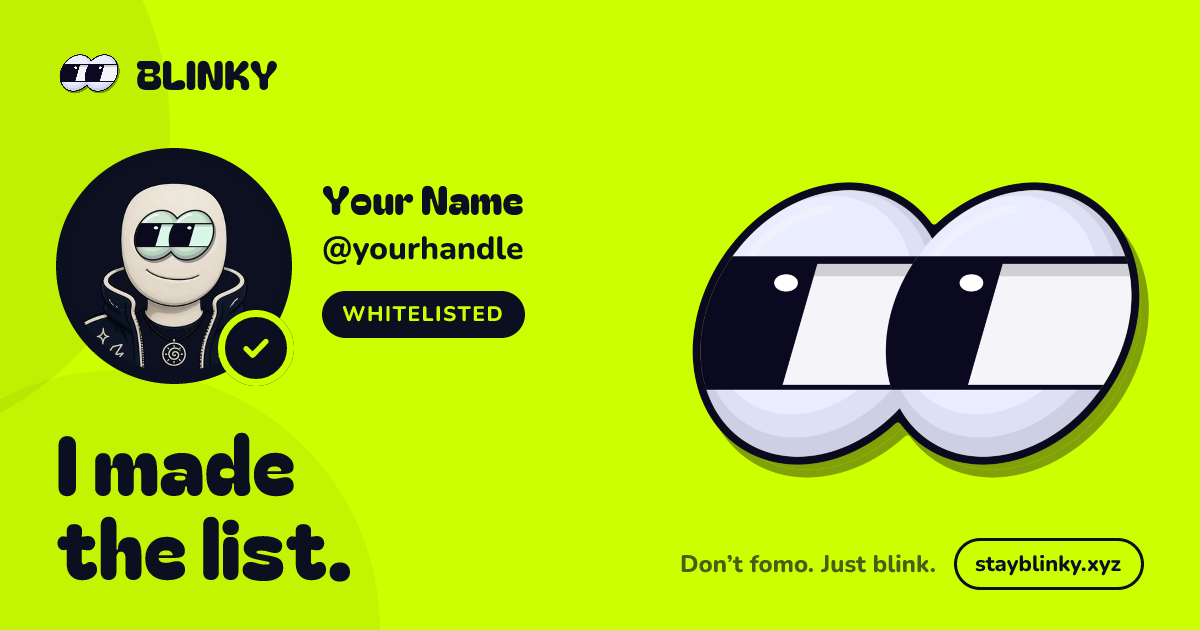 A sample BLINKY whitelist card
